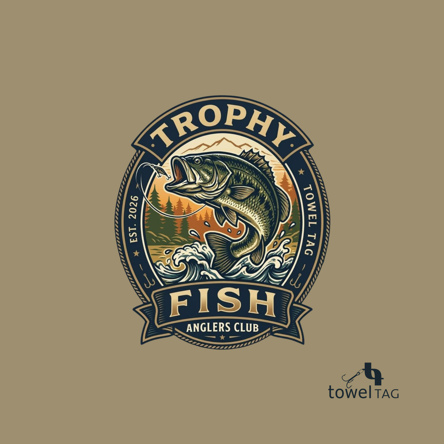 TROPHY FISH FISHING TOWEL - BEIGE